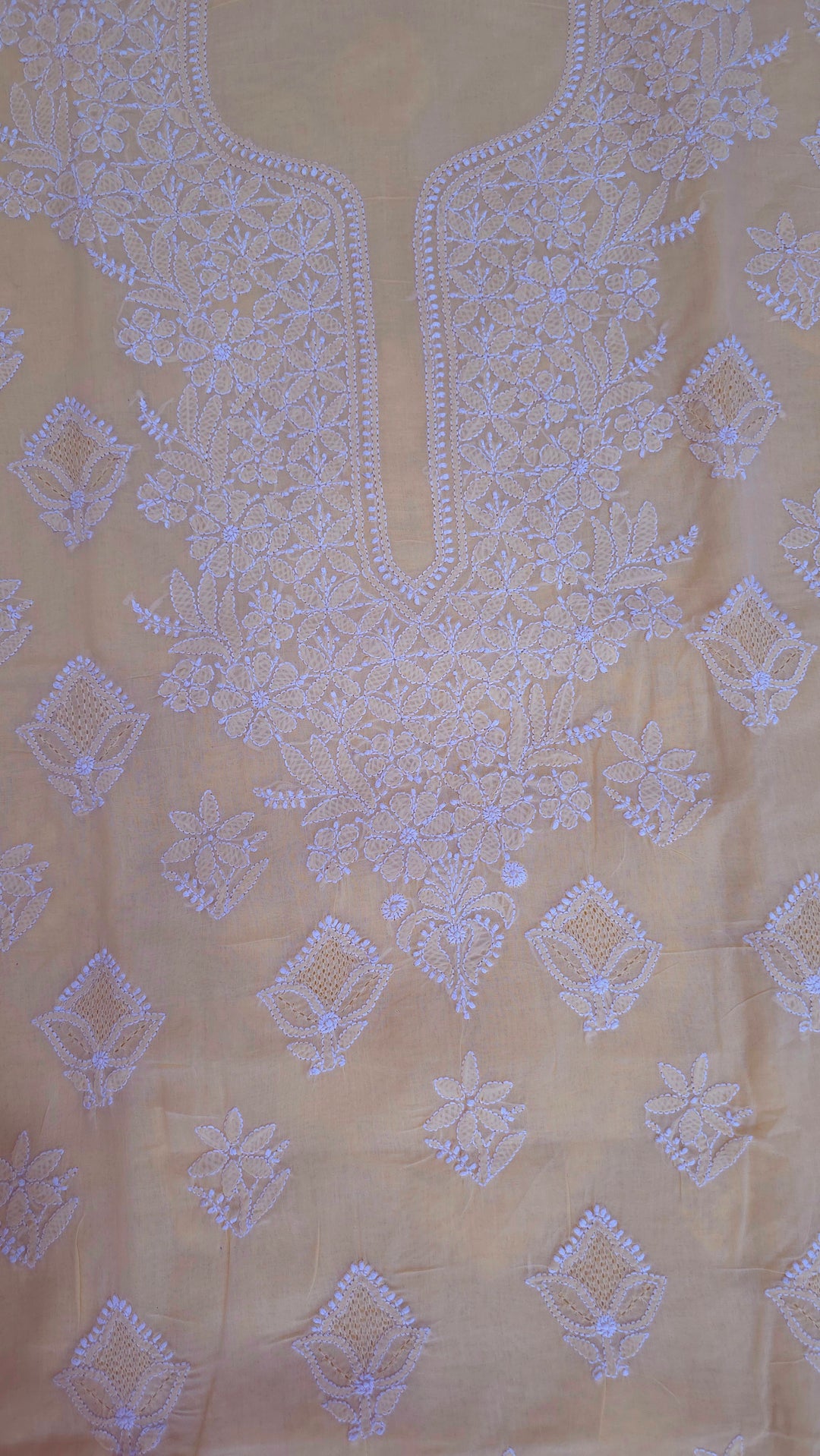 Handmade Jaali Chikankari Cotton Dress Material with Chiffon Dupatta | Authentic Lucknow Hand Embroidery | Unstitched Suit Set