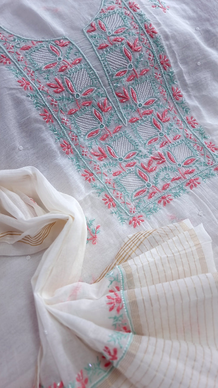 Embellished  Mulmul dress material