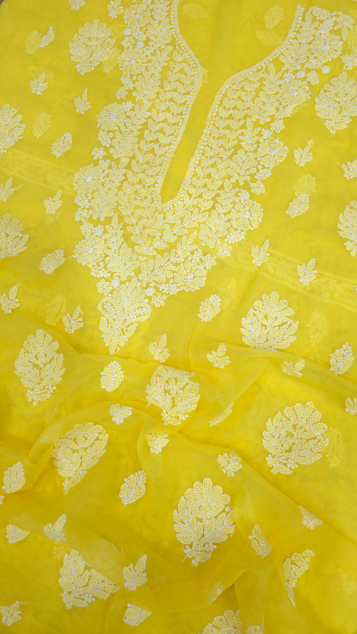 Lucknowi Georgette Chikankari Dress Material – Hand Embroidery Kurta, Bottom & Dupatta | Festive Queen Shades