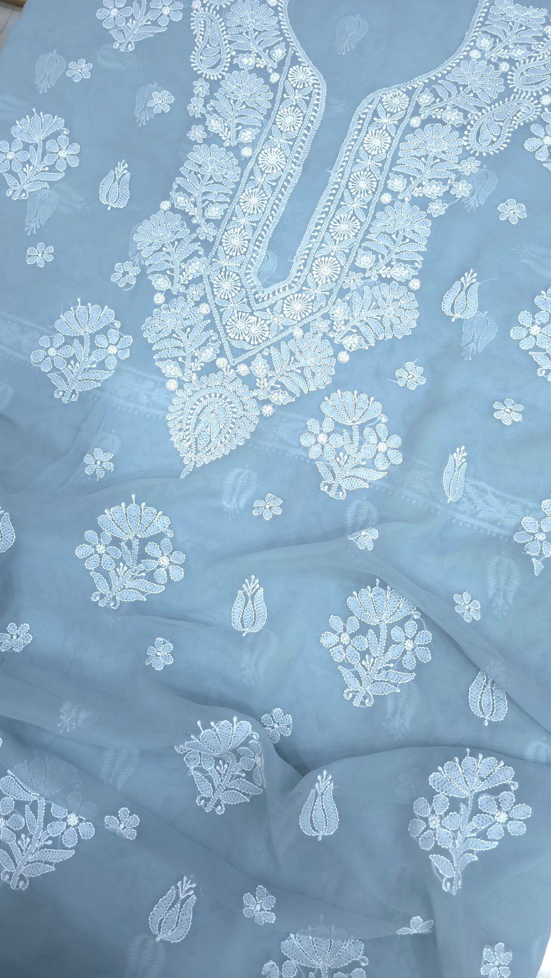 Lucknowi Georgette Chikankari Dress Material – Hand Embroidery Kurta, Bottom & Dupatta | Festive Queen Shades