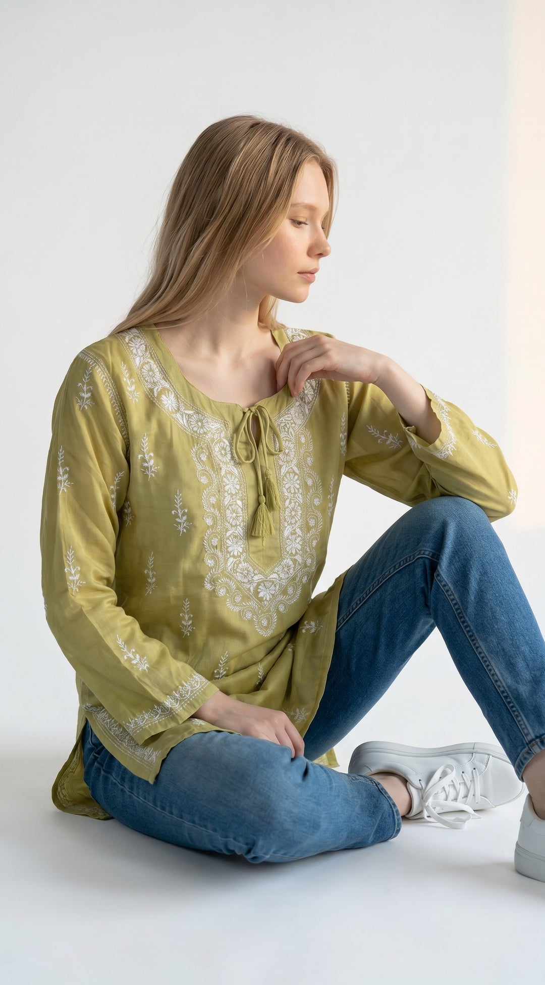 Women's Modal Satin Chikankari Top – Authentic 2 Taar Hand Embroidery