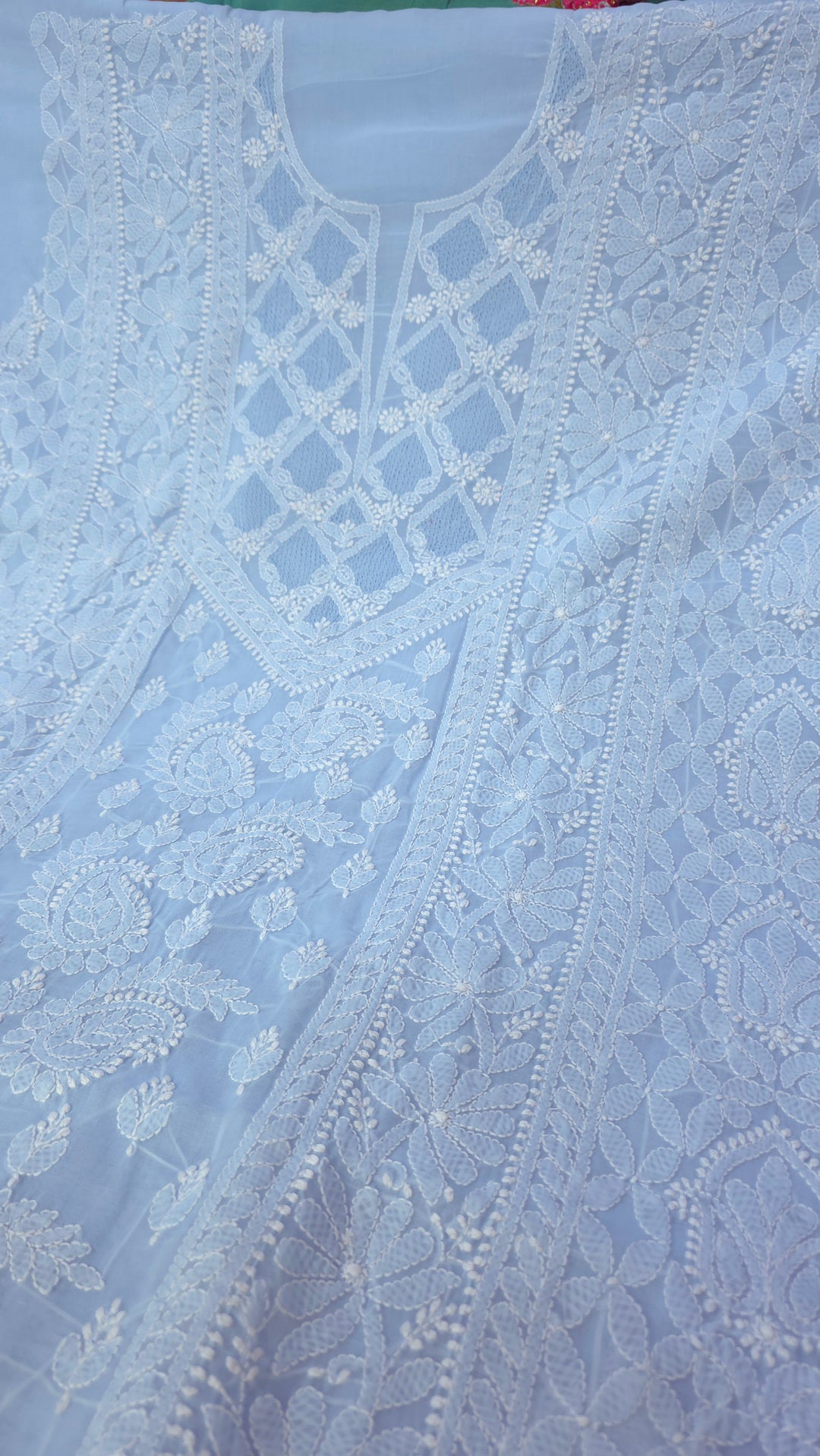 Sarahna Lucknow Hand Jaali Chikankari Cotton Dress Material