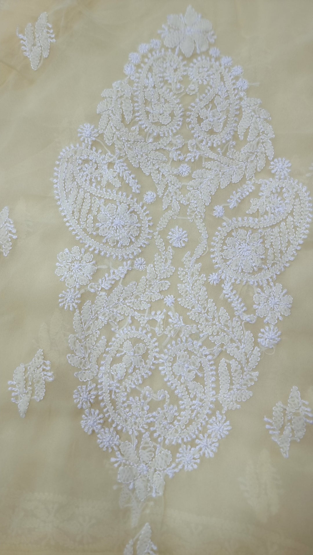 Faux Georgette Chikankari Unstitched Dress Material – Hand Embroidered Kurta, Dupatta & Bottom Premium Set