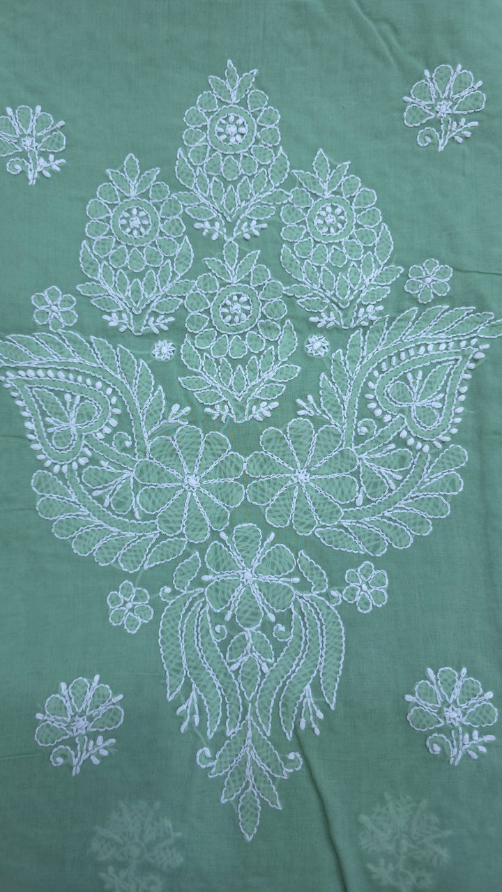 Darz Lucknowi Chikankari  Dress Material – Handmade Cotton Suit with Chiffon Dupatta