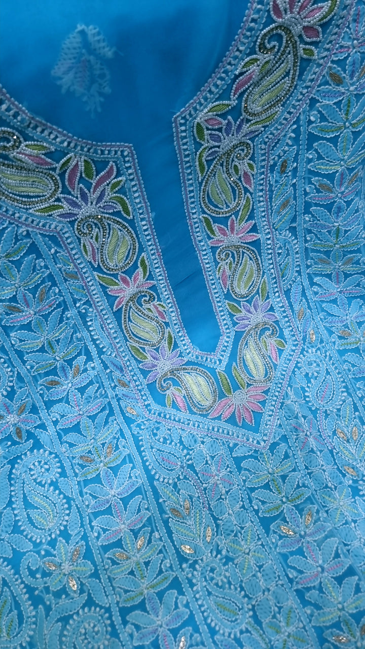 Georgette Chikankari Dress Material Resham Aari Work