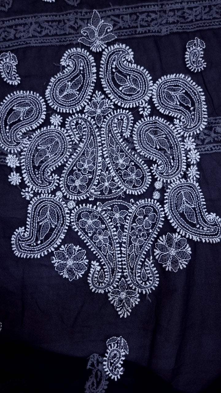 Faux Georgette Chikankari Unstitched Dress Material – Hand Embroidered Kurta, Dupatta & Bottom Premium Set