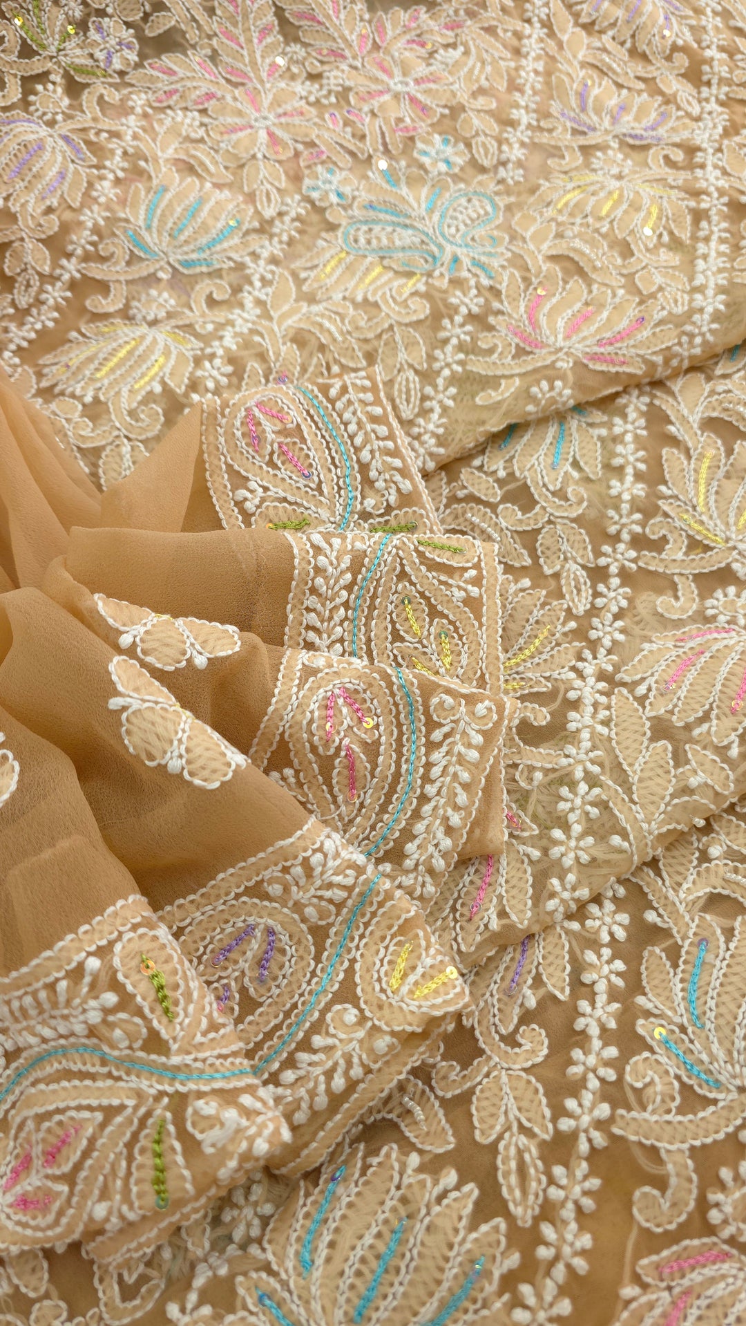 Georgette Chikankari Dress Material Resham Aari pearl Work