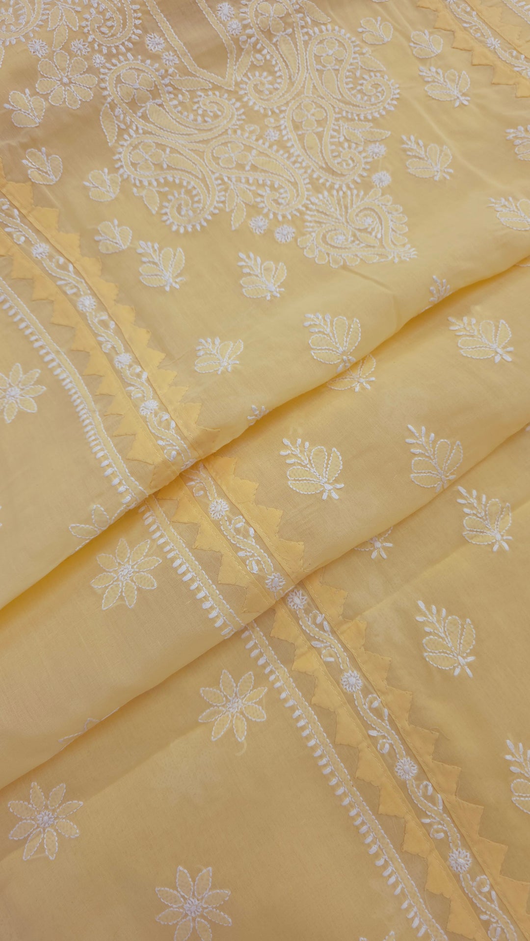 Darz Lucknowi Chikankari  Dress Material – Handmade Cotton Suit with Chiffon Dupatta