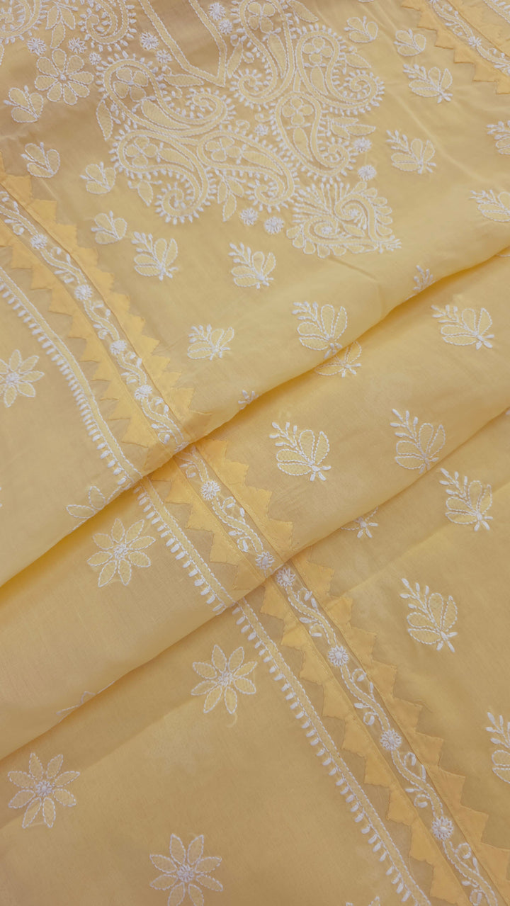Darz Lucknowi Chikankari  Dress Material – Handmade Cotton Suit with Chiffon Dupatta