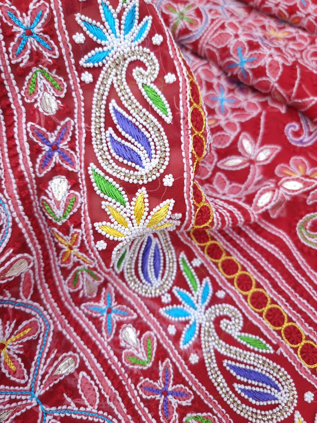 Georgette Chikankari Dress Material Resham Aari Work