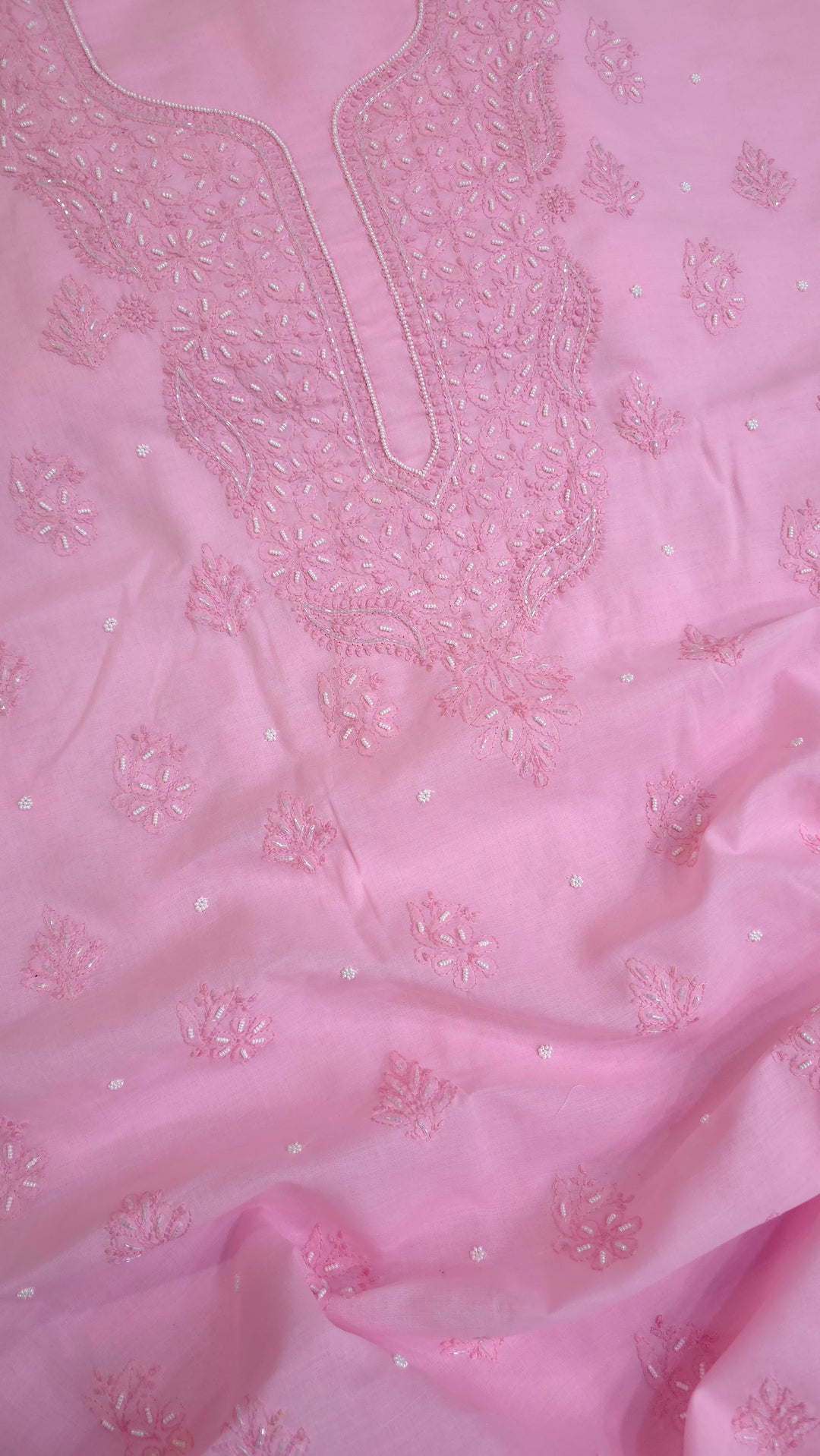 Pearl Chikankari Cotton Dress Material | Paridhan Chikan
