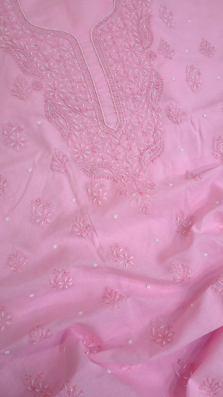 Pearl Chikankari Cotton Dress Material | Paridhan Chikan