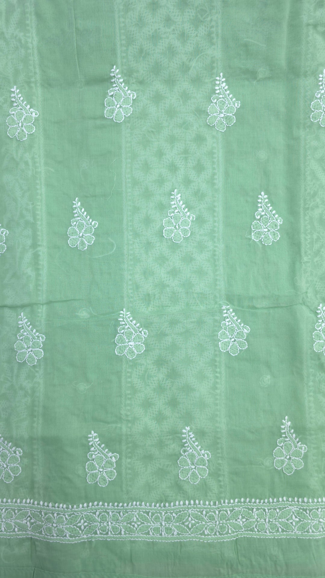 Darz Lucknowi Chikankari  Dress Material – Handmade Cotton Suit with Chiffon Dupatta