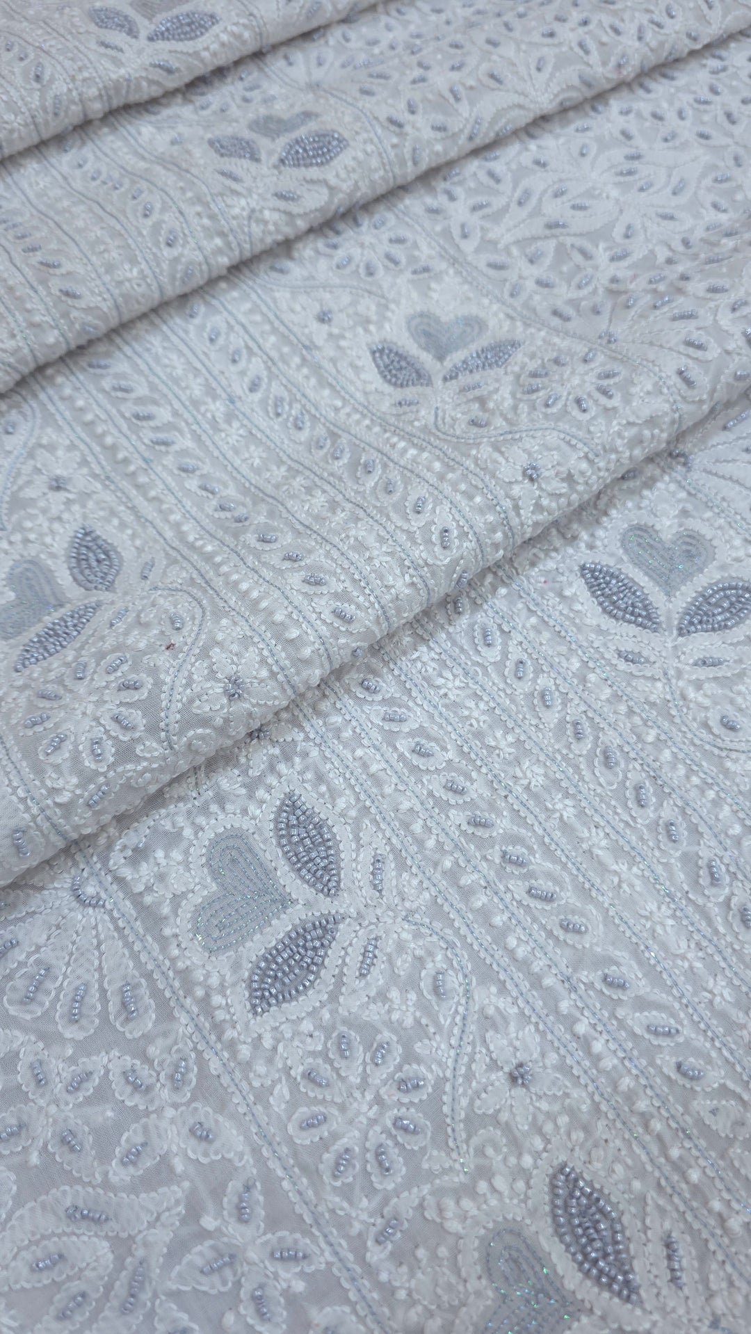 Paridhan Chikan Cotton Chikankari Unstitched Dress Material – 3 Pc Suit Set with Hand Embroidery & Pearl Work in Every Motif