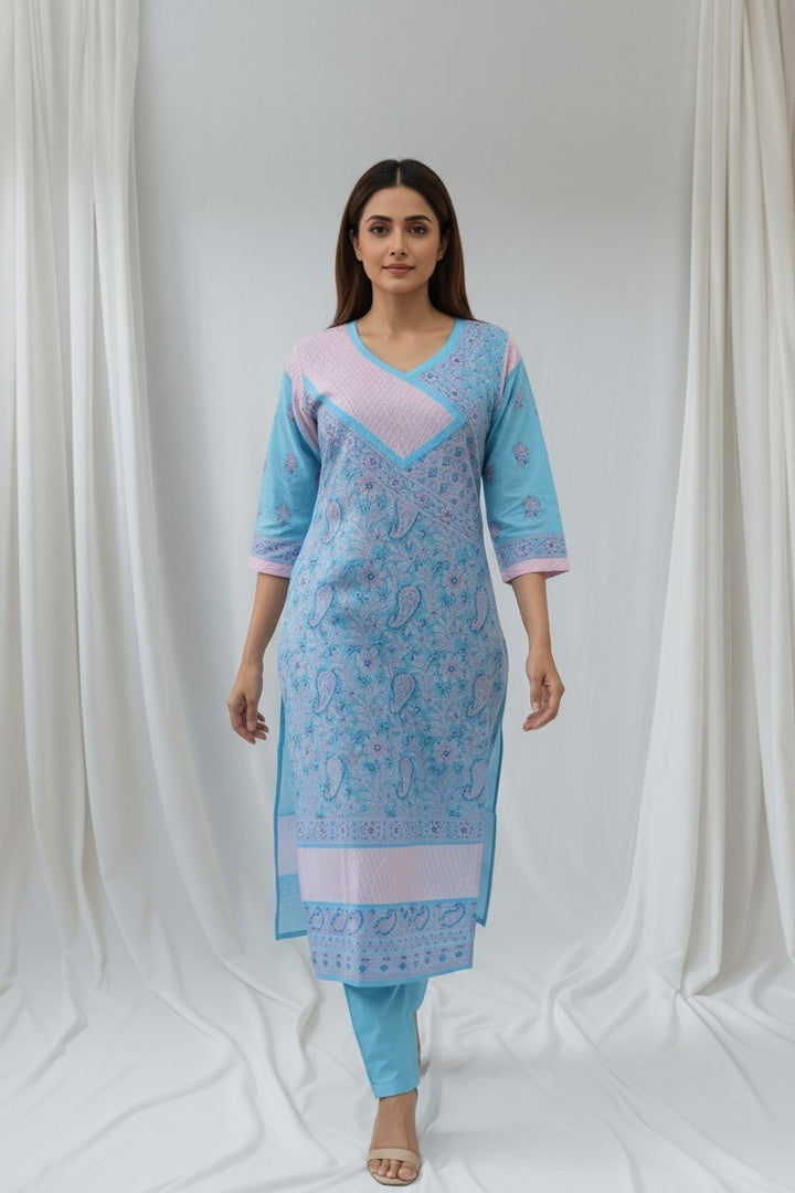Jia Cotton Chikankari Hand Embroidered Kurti for Women | Premium  | 48 Inch approx Length | Lucknowi Chikan Kurta
