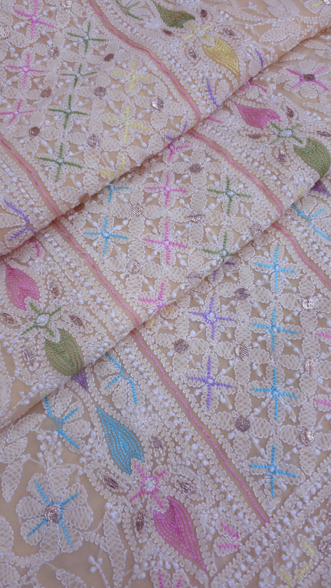 Fida Georgette Chikankari Dress Material Resham Aari pearl Work