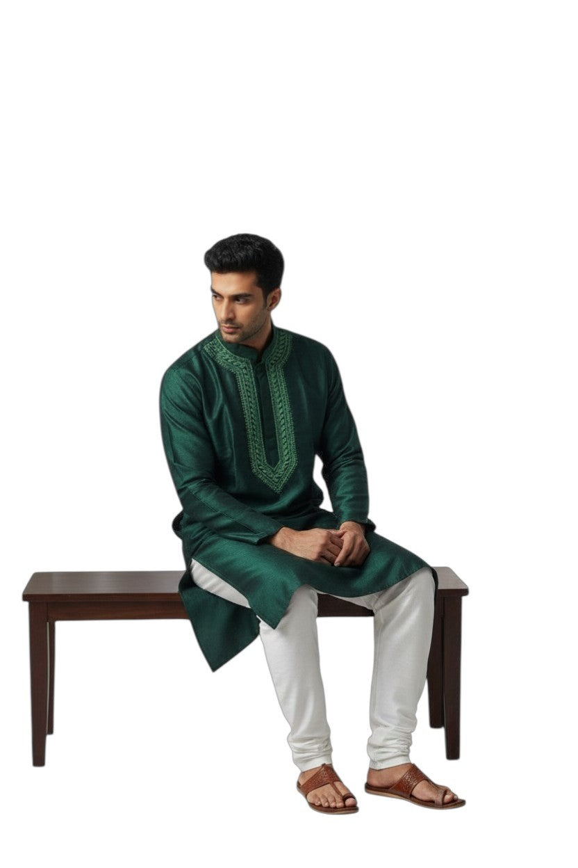 Banarsi jacquard silk kurta