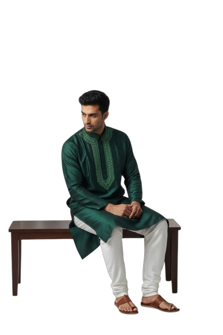Banarsi jacquard silk kurta