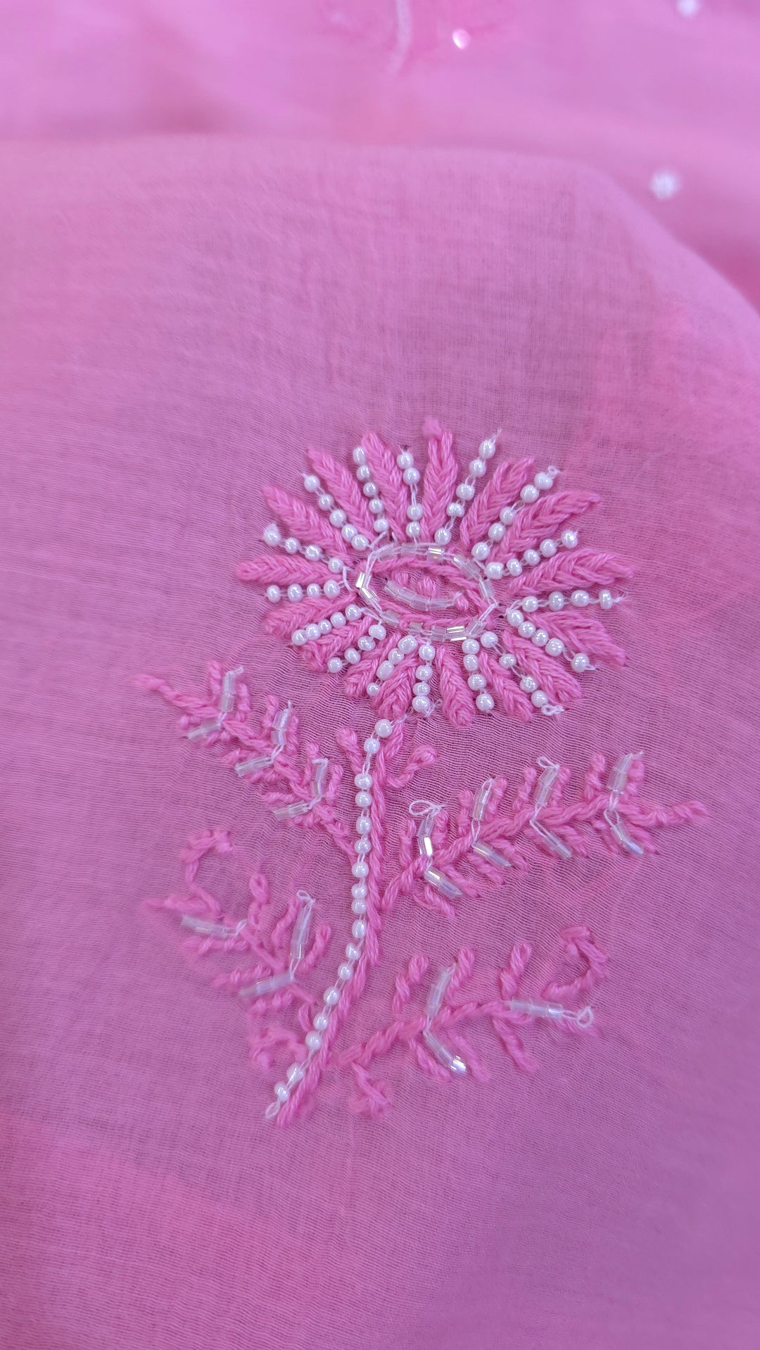 Hiba Premium Mul Chanderi Supersoft Dyeable Chikankari Dress Material | Hand Embroidered with Pearls & Cutdaana | Kurta & Dupatta Set
