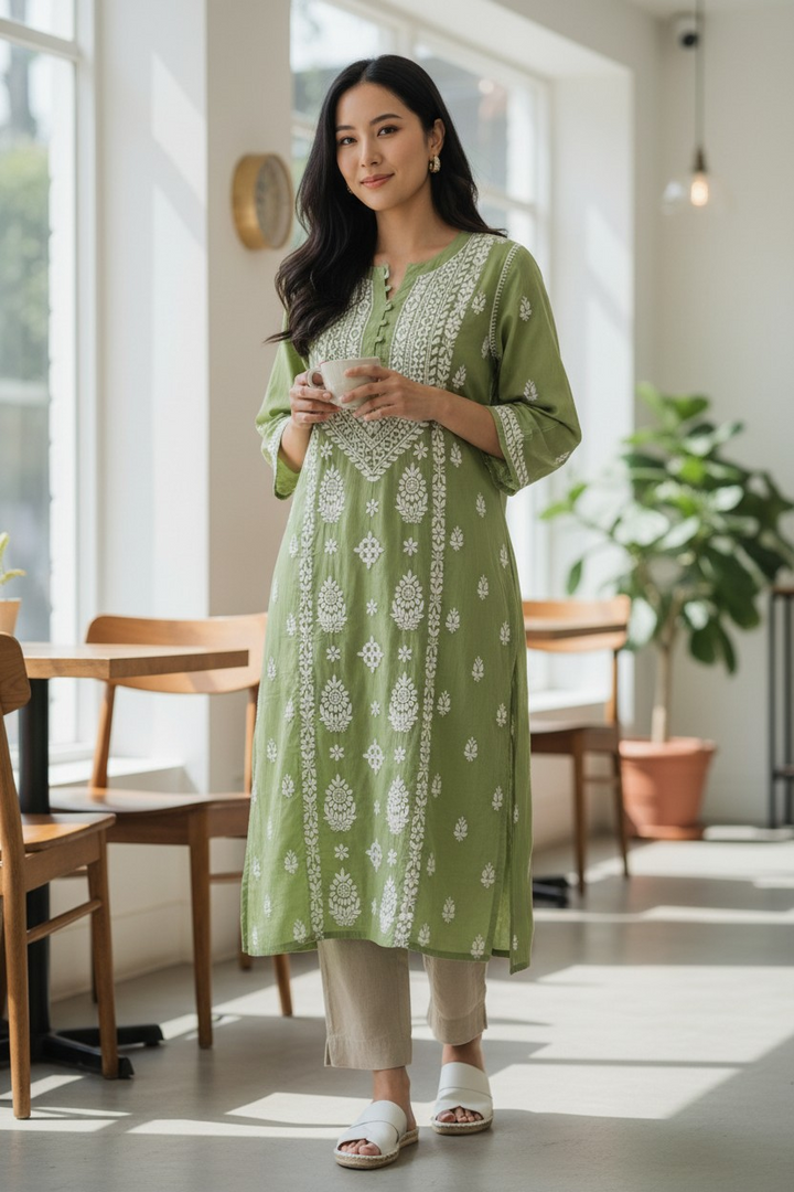 Pure Muslin Chikankari Kurti