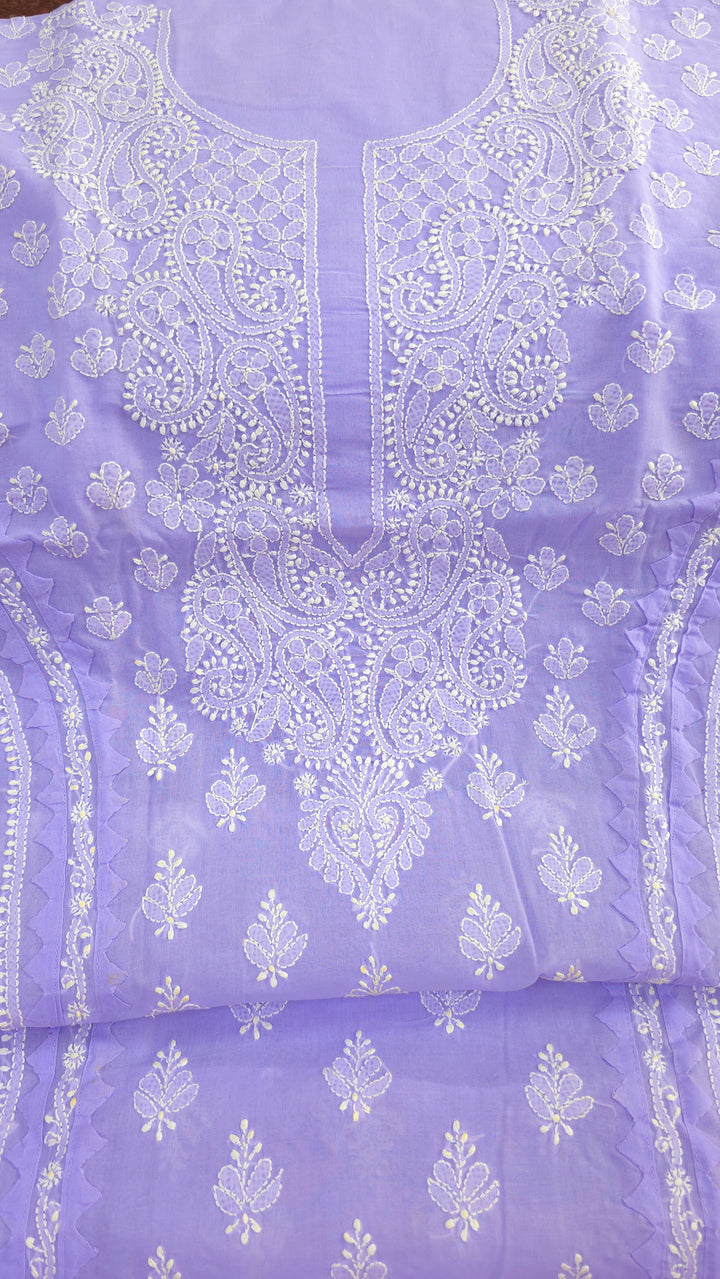 Darz Lucknowi Chikankari  Dress Material – Handmade Cotton Suit with Chiffon Dupatta