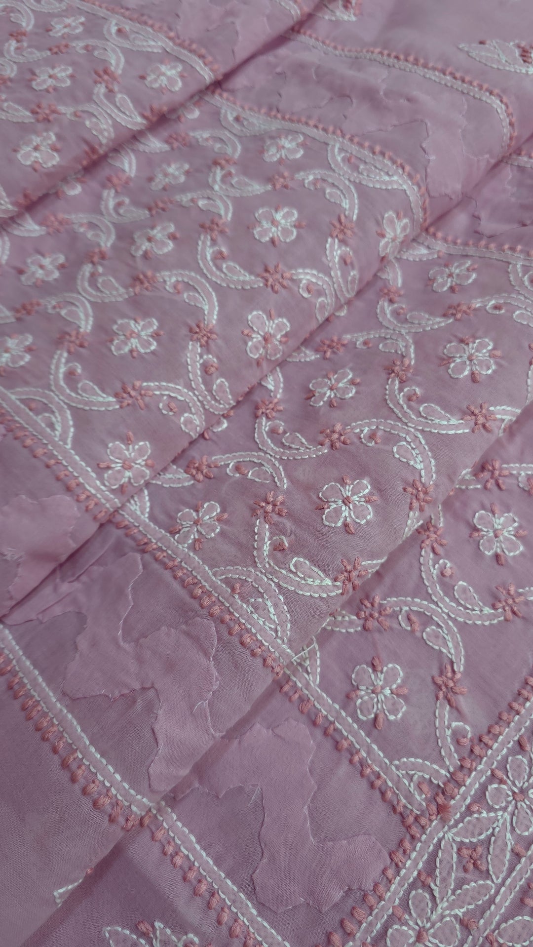 Darz Lucknowi Chikankari  Dress Material – Handmade Cotton Suit with Chiffon Dupatta