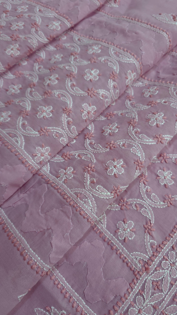 Darz Lucknowi Chikankari  Dress Material – Handmade Cotton Suit with Chiffon Dupatta
