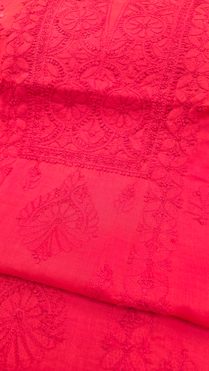 Paridhan Chikan Premium Handcrafted Chikankari Cotton Suit Set | Unstitched Dress Material with Chiffon Dupatta | Made in Lucknow