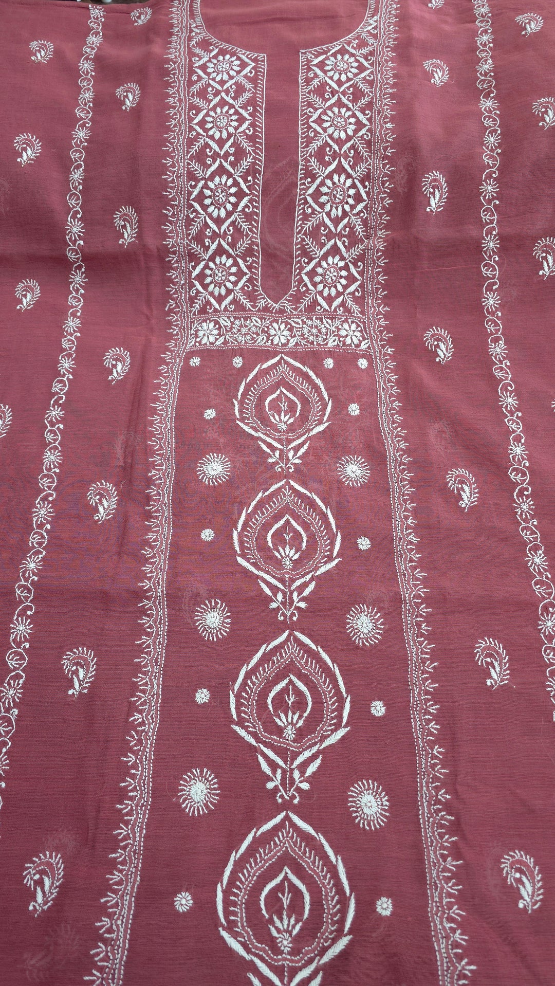 Lucknowi 2 Taar Chikankari Chanderi Kurta Dupatta Set – Handmade Festive Wear