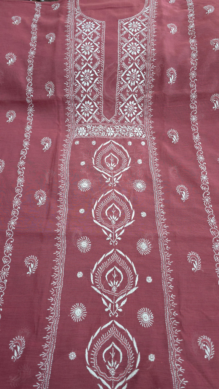Lucknowi 2 Taar Chikankari Chanderi Kurta Dupatta Set – Handmade Festive Wear