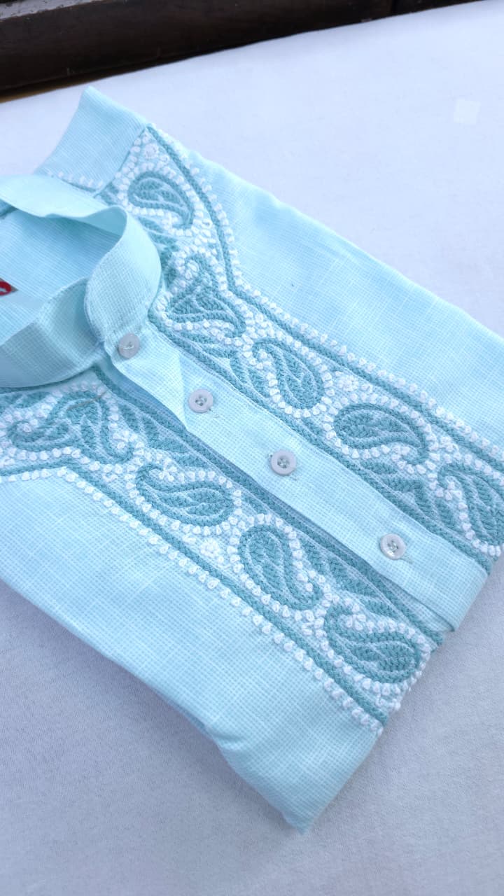 Mahir Cotton linen hand embroidered Men's chikankari kurta