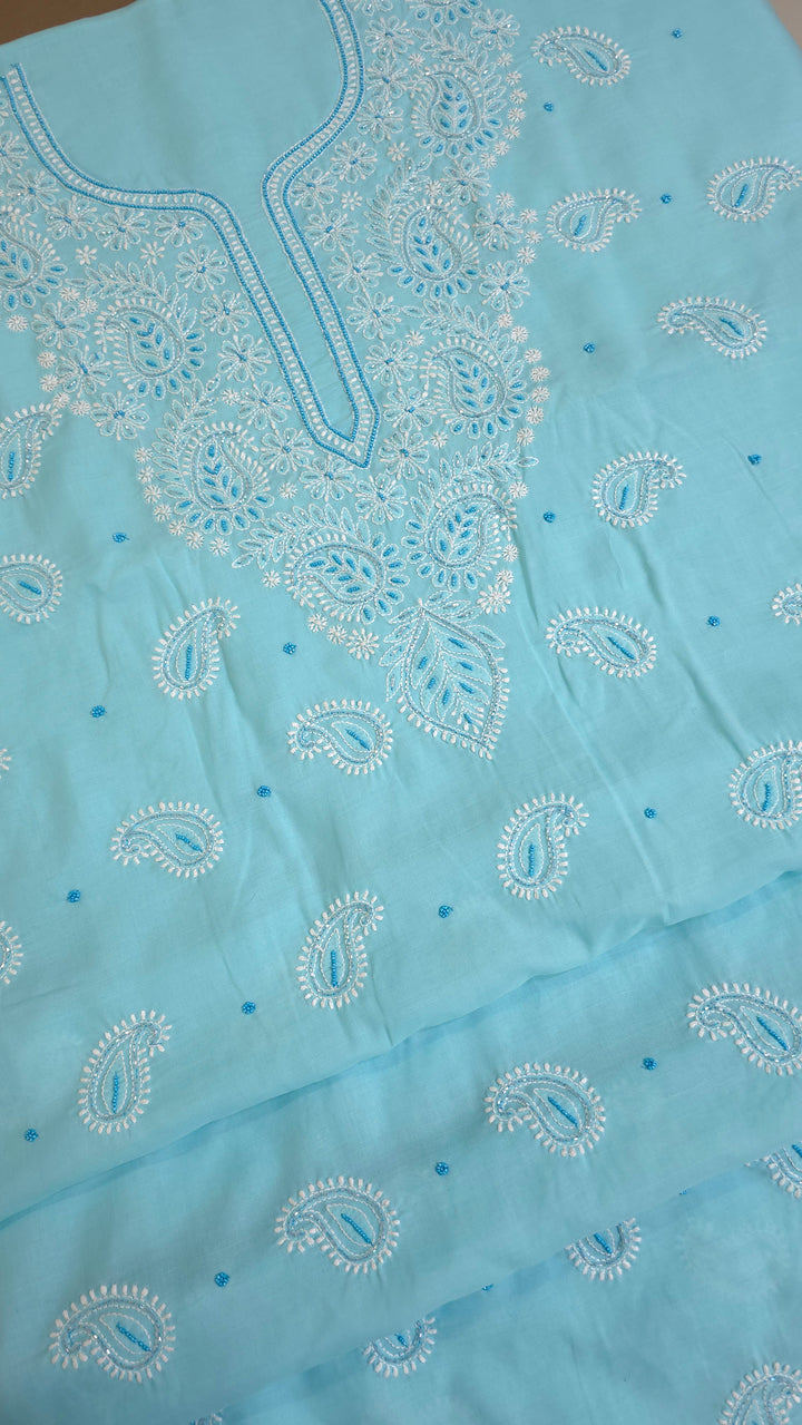 Pearl Chikankari Cotton Dress Material | Paridhan Chikan