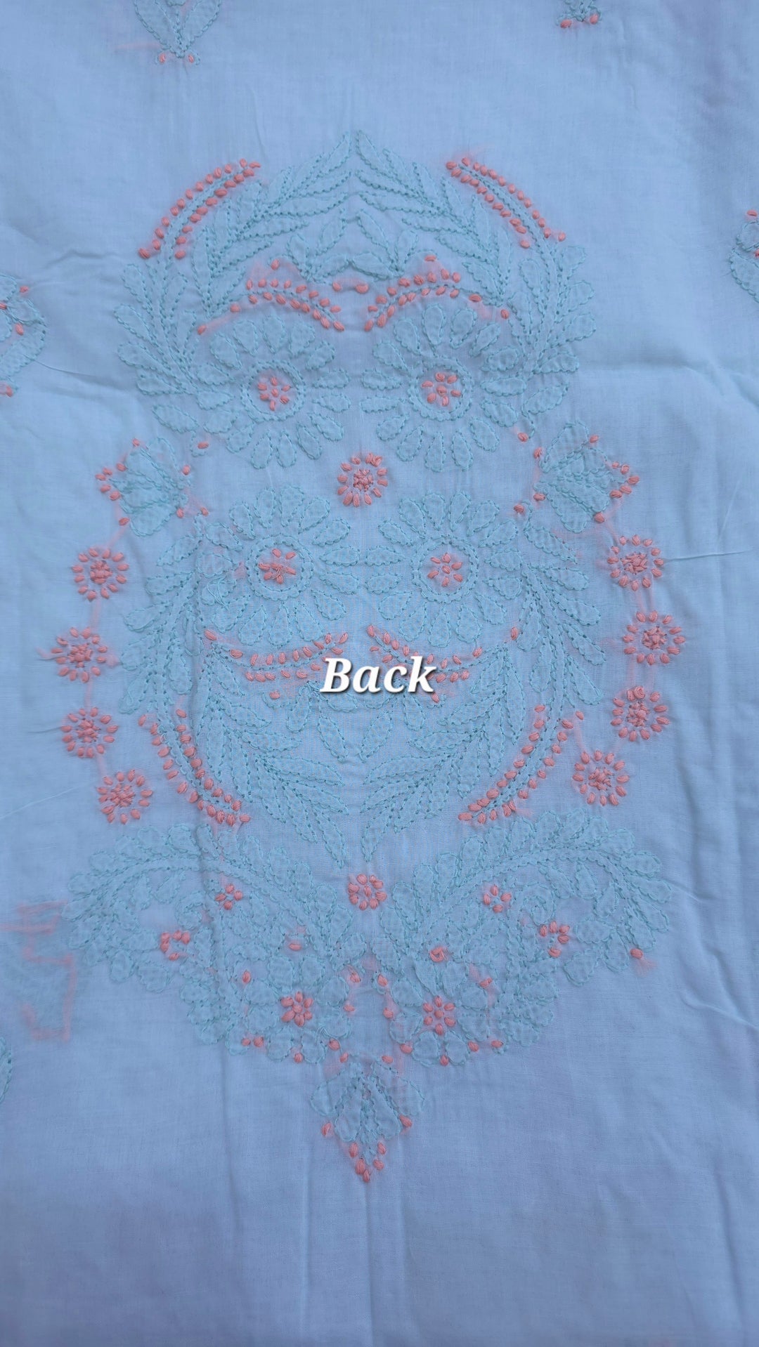 Lucknow Chikankari Hand Embroidered Cotton Dress Material with Tri-Color Motifs & Pure Chiffon Dupatta