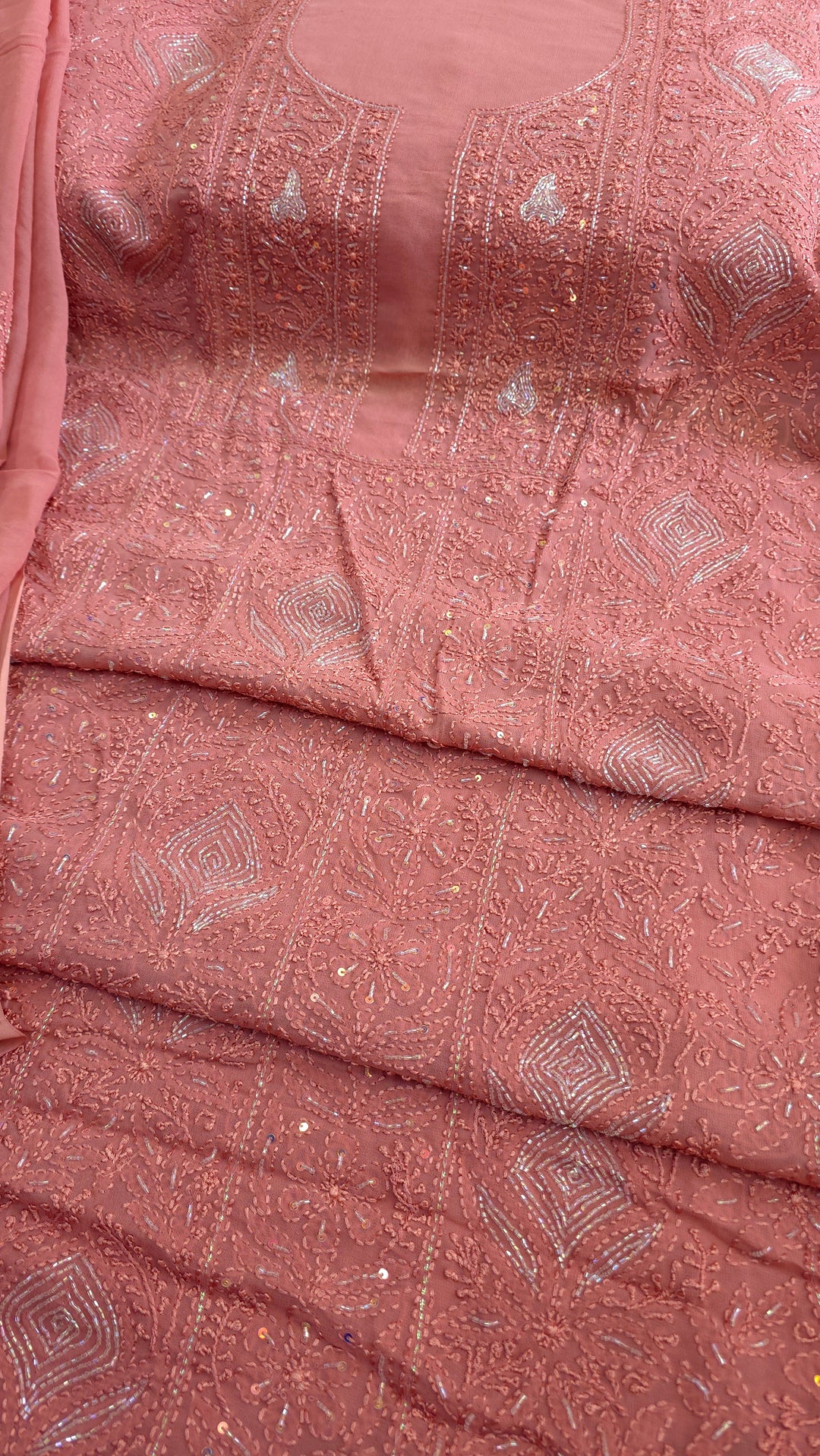 Pure Georgette Viscose Chikankari Dress Material | Paridhan