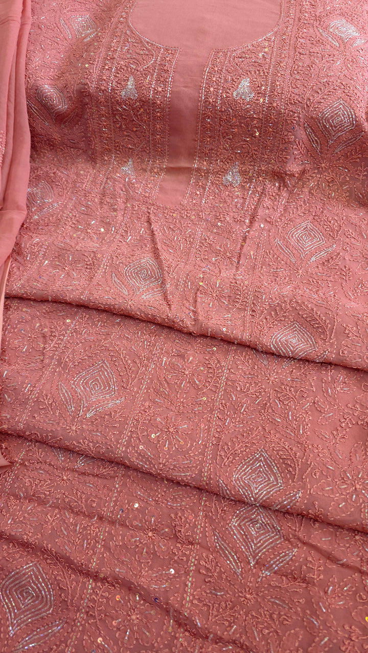Pure Georgette Viscose Chikankari Dress Material | Paridhan
