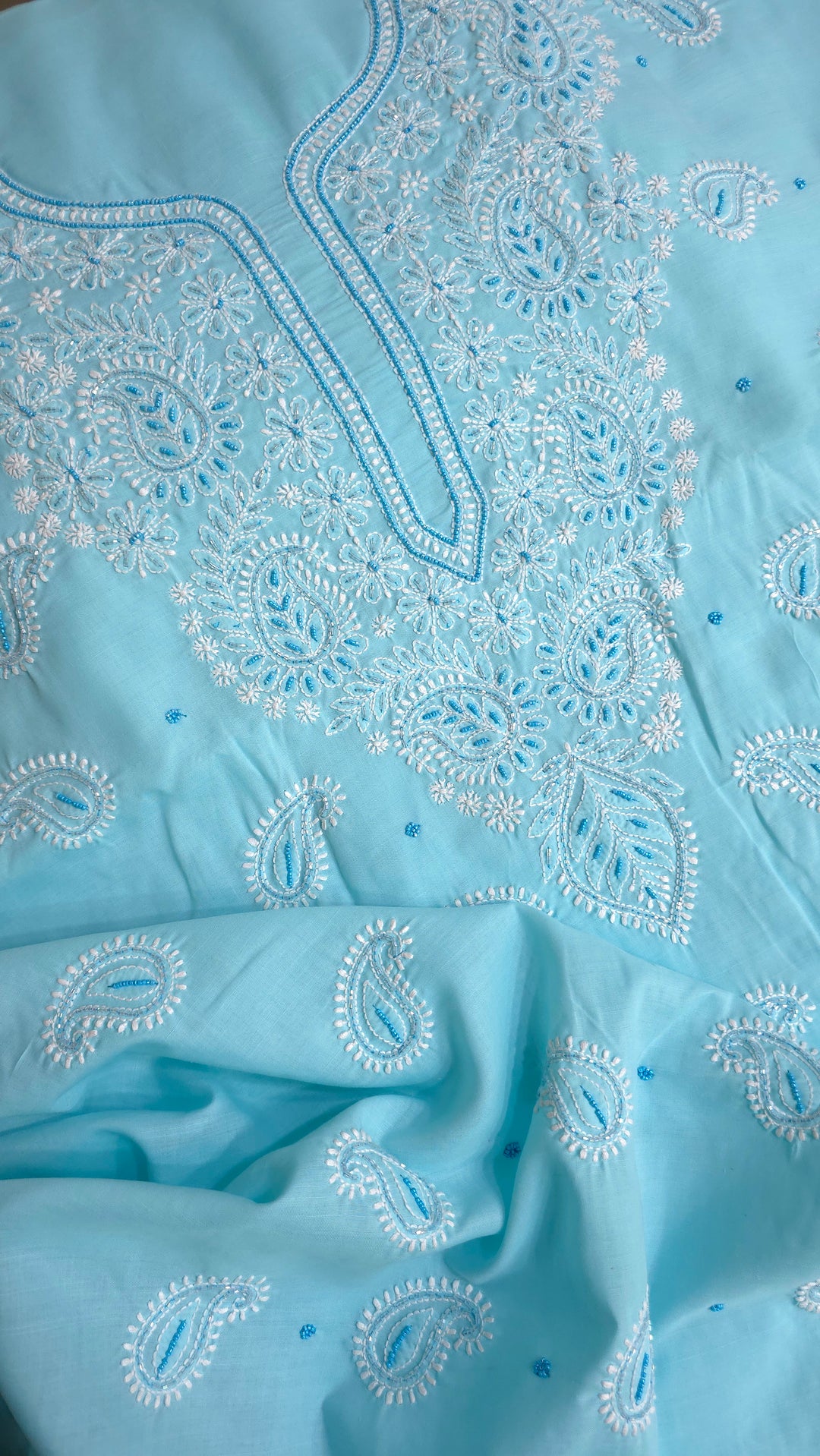 Pearl Chikankari Cotton Dress Material | Paridhan Chikan
