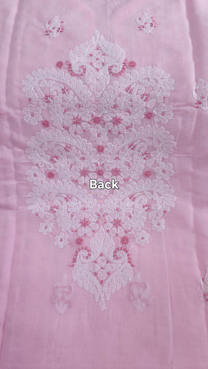 Darz Lucknowi Chikankari  Dress Material – Handmade Cotton Suit with Chiffon Dupatta