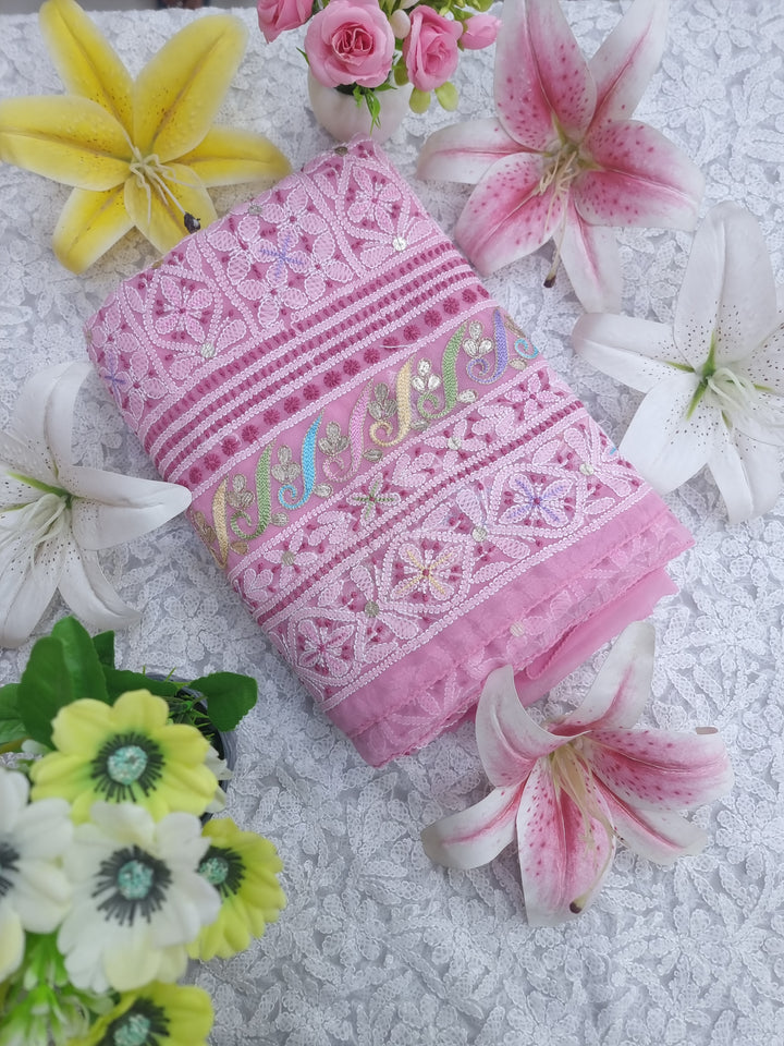 Georgette Chikankari Dress Material Resham Aari Work