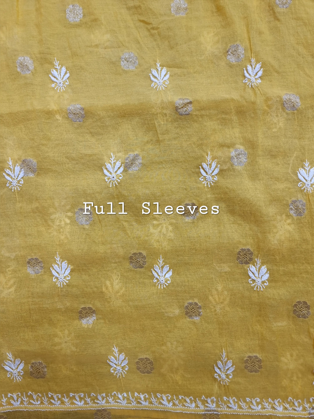 Pure Mul Chanderi Jacquard 2 Taar Hand Embroidered Chikankari Unstitched Kurta (3 M) with Dupatta (2.5 M) – Lucknowi Festive Collection