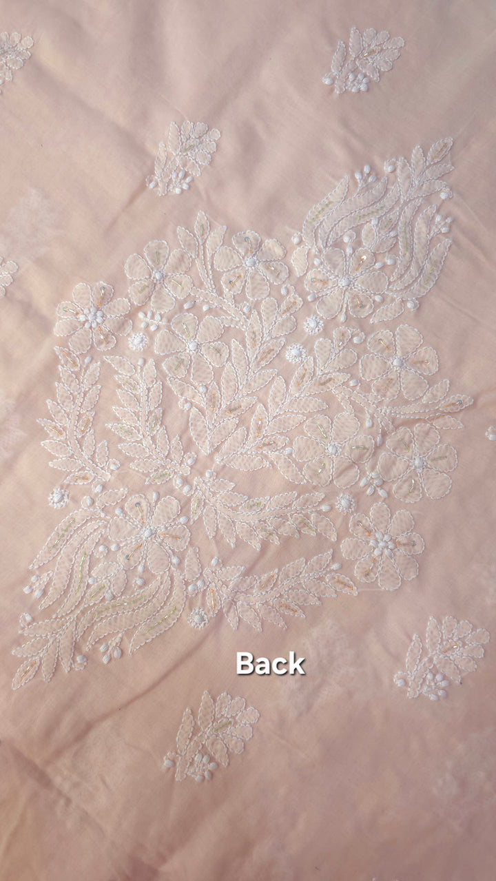 Afreen Premium Hand Embroidered Chikankari Cotton Unstitched Dress Material with Pure Chiffon Dupatta