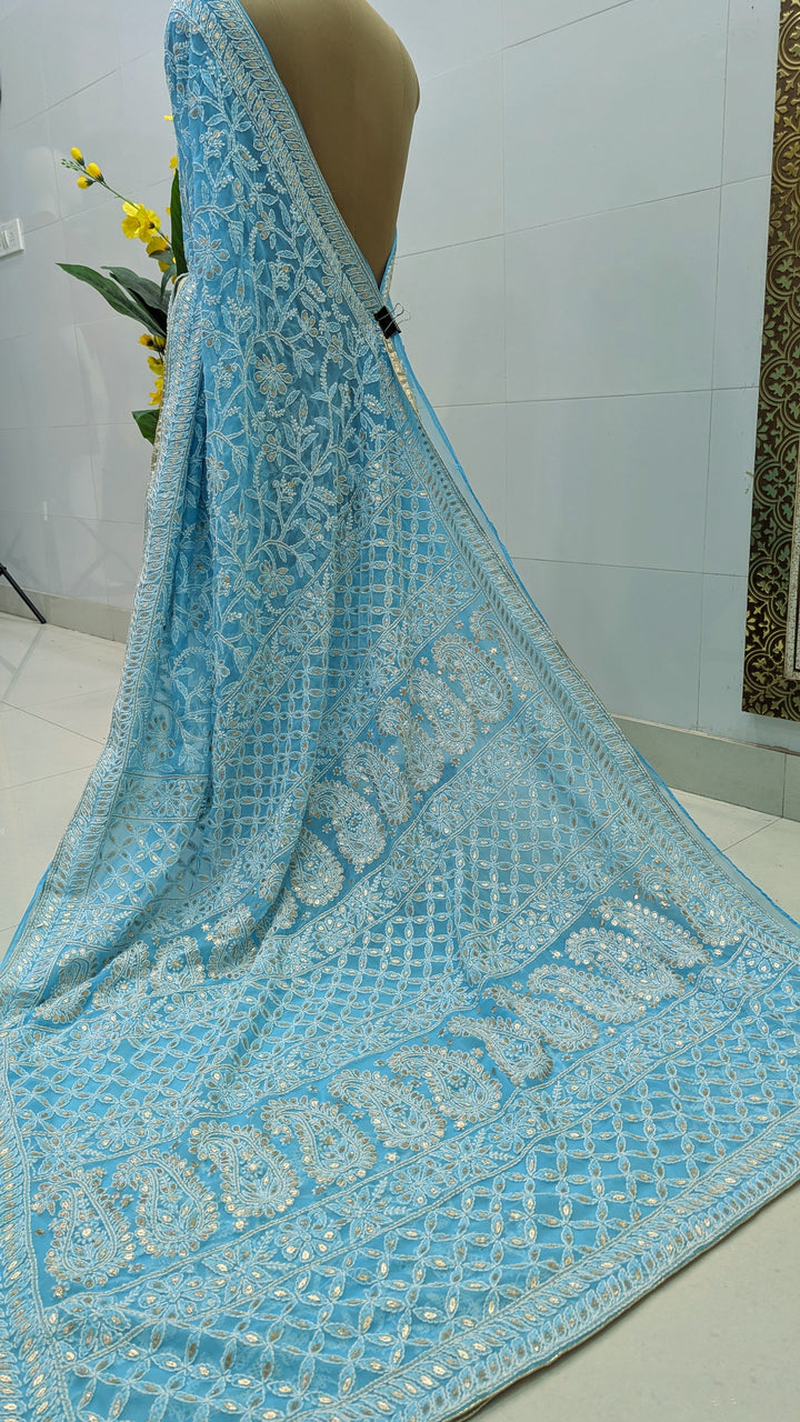Georgette Chikankari Saree