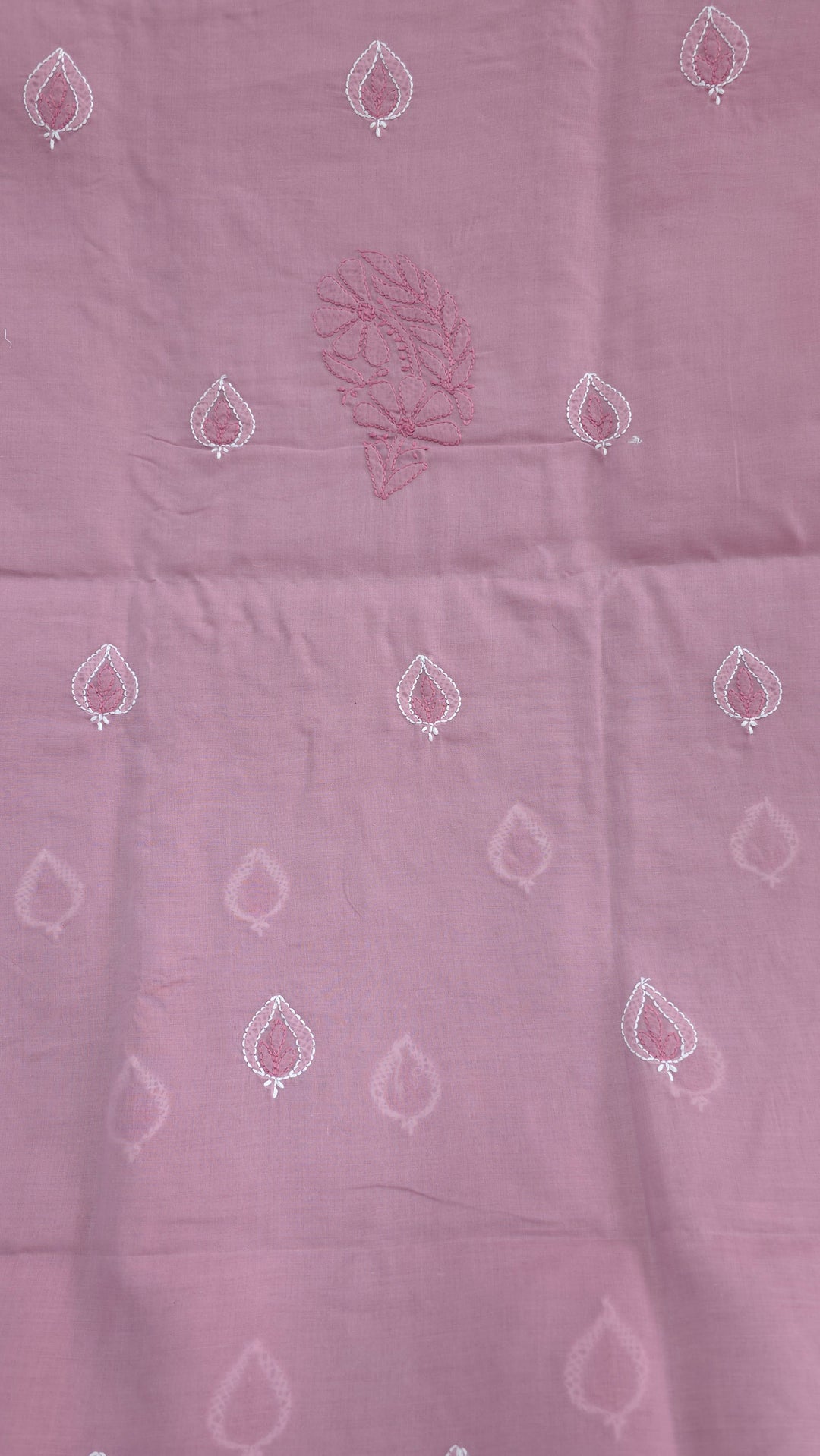 Paridhan Chikan Premium Cool Cotton Chikankari Dress Material Set with Hand Embroidered Kurta, Bottom & Chiffon Dupatta with Handmade Crochet Border