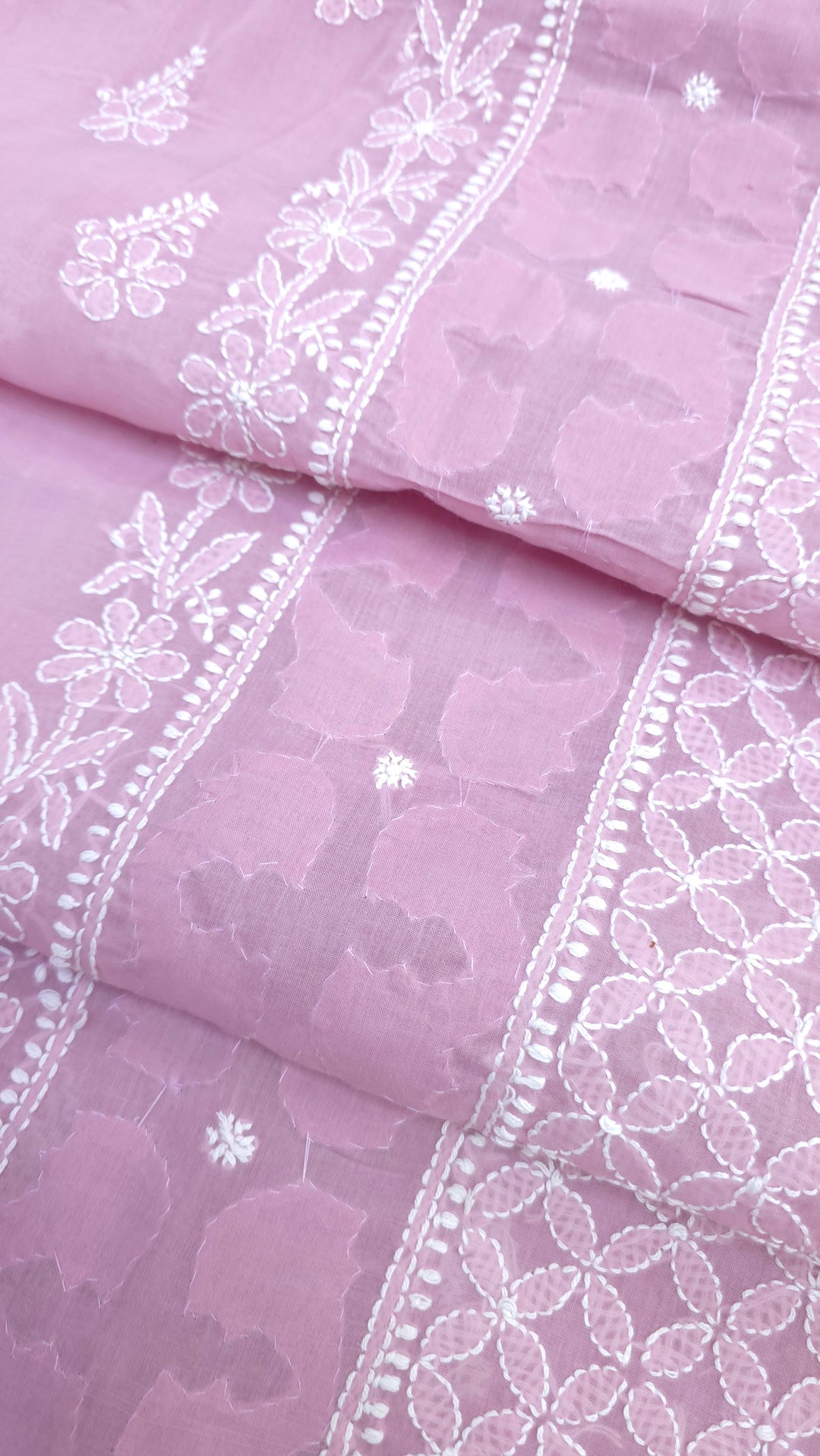 Darz Lucknowi Chikankari  Dress Material – Handmade Cotton Suit with Chiffon Dupatta