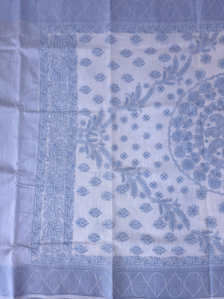 Hand Embroidered Chikankari Banarasi Silk Saree with Intricate Border & Palla Pattern – Includes  Blouse | Paridhan Chikan