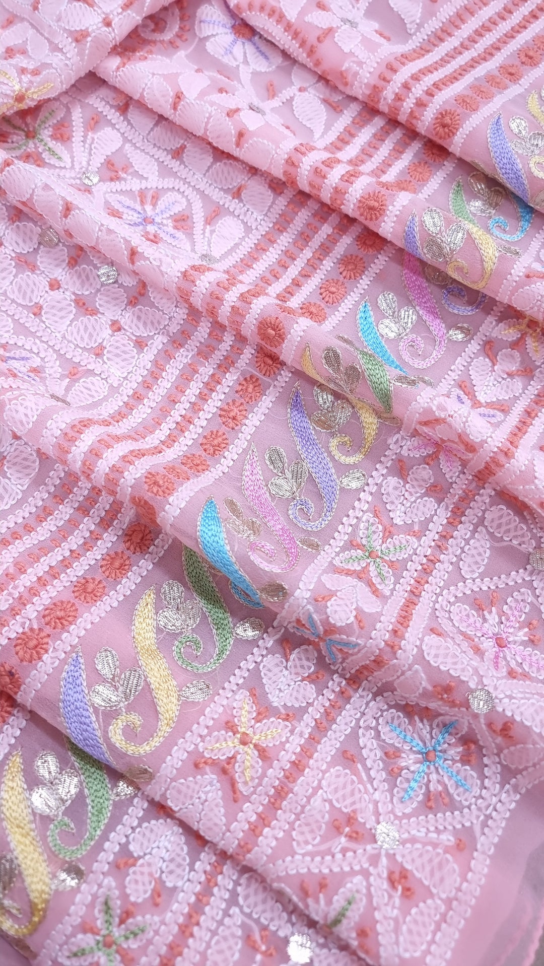 Georgette Chikankari Dress Material Resham Aari Work