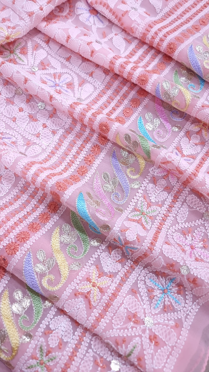 Georgette Chikankari Dress Material Resham Aari Work