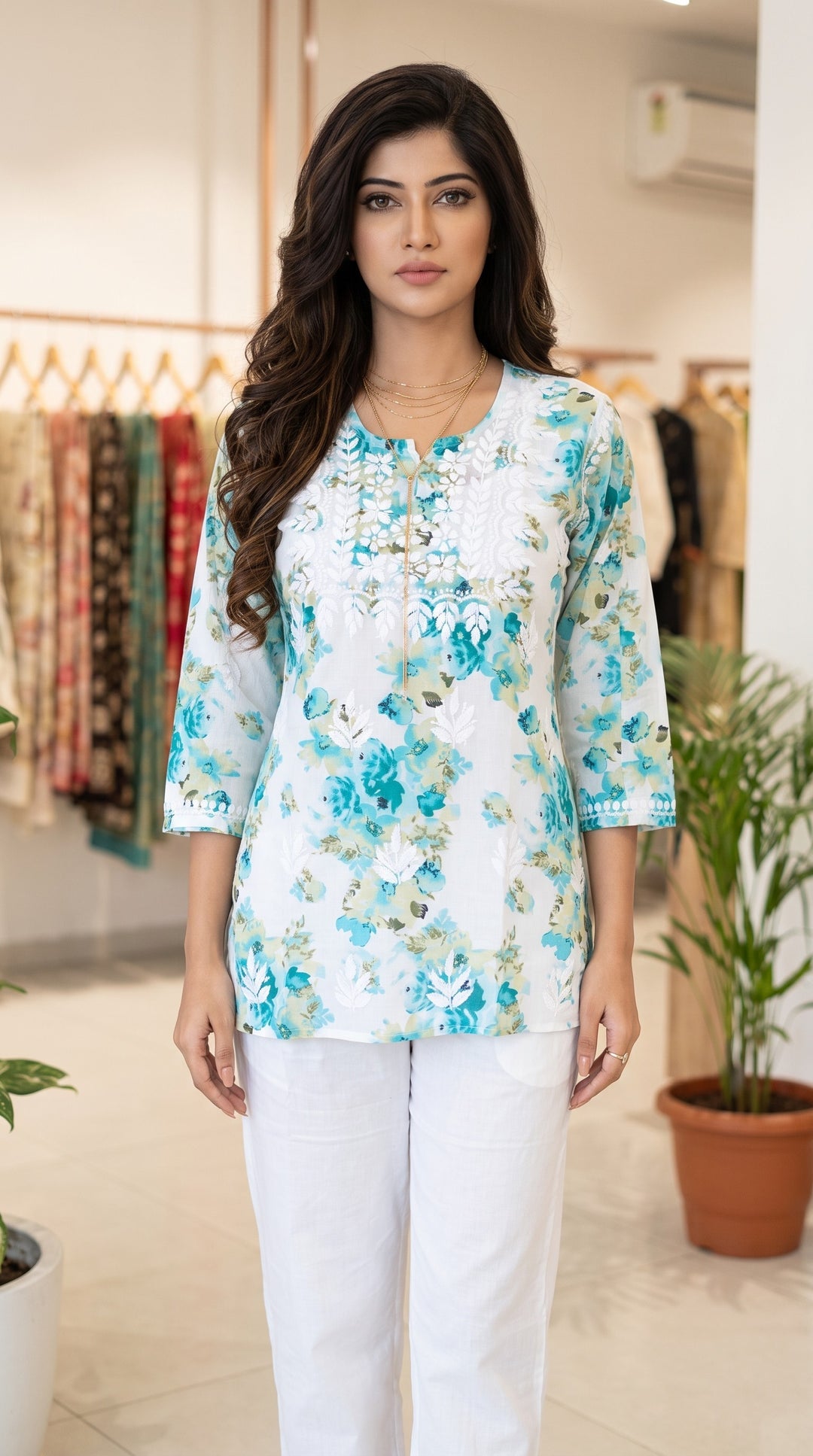 Myra Pure Mul Cotton Chikankari Top for Women | Hand Embroidered Lucknowi Cotton Top | Paridhan Chikan