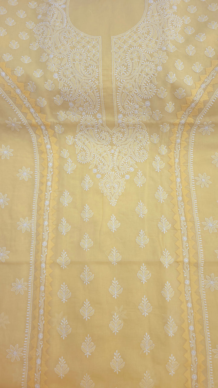 Darz Lucknowi Chikankari  Dress Material – Handmade Cotton Suit with Chiffon Dupatta