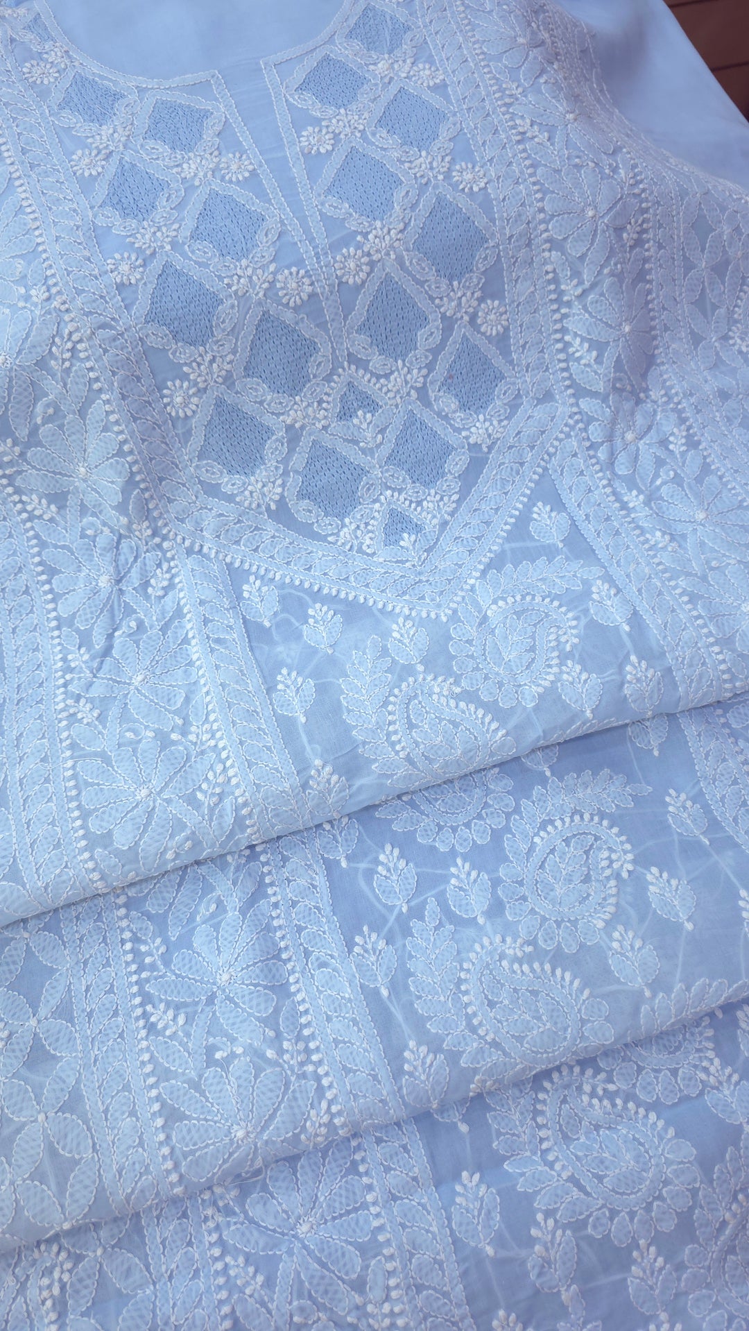 Sarahna Lucknow Hand Jaali Chikankari Cotton Dress Material