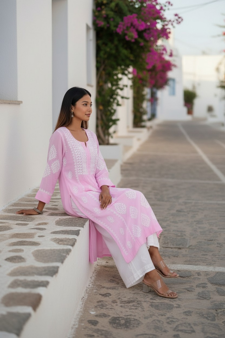 Modal Chikankari Nyra Kurti